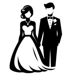 Wall Mural - silhouette of bride and groom