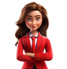 Sticker - 3d illustration of business manager, portrait of a business woman