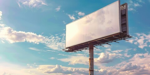 Blank billboard on blue sky copy space, digital billboard