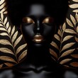 Black woman with black skin and golden make up