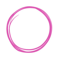 Wall Mural - Pink circle line hand drawn. Highlight hand drawing circle isolated on white background. Round handwritten circle. For marking text, note, mark icon, number, marker pen, pencil and text check, vector