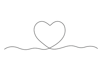 Wall Mural - Continuous one line drawing of love sign with heart symbol vector illustration. Free vector