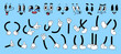 © ksania - Cartoon hands, legs and faces for retro comic character. Vector 30s-50s cute mascot arms in gloves, shoes and funny emotions. Elements for old animation styles