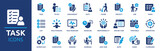 Fototapeta Panele - Task icon set. Containing project, to-do list, job, workflow, clipboard, multitasking, assignment and more. Solid vector icons collection.