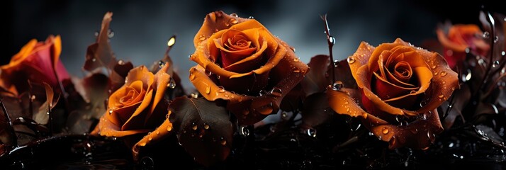 fresh dark red roses close texture, with lights, light black and yellow, background hd, illustration