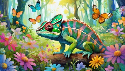 Canvas Print - chameleon on a branch