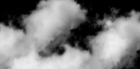 Sticker - Luxury smoke on black background. White Cloud Isolated on Black Background. Good for Atmosphere Creation. White cloudiness, mist or smog overlay backgrounds. Wide sky and clouds dark tone. 
