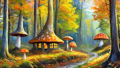 Poster - mushroom in the autumn