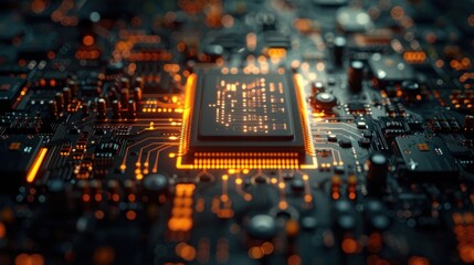 Poster - exploring the depths. quantum computer delving into the shadows and light of advanced technology