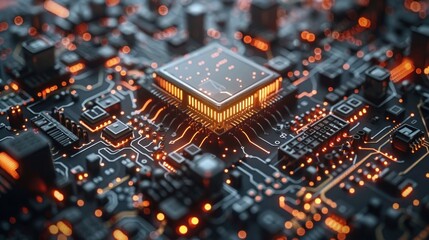 Poster - exploring the depths. quantum computer delving into the shadows and light of advanced technology