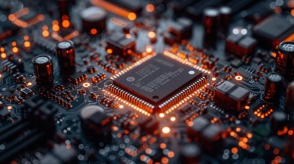 Poster - exploring the depths. quantum computer delving into the shadows and light of advanced technology