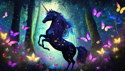 Wall Mural - black unicorn