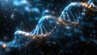 Close-up of DNA double helix structure against dark background