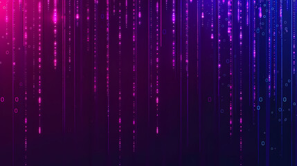 Abstract Digital Code Rain With Purple and Blue Hues