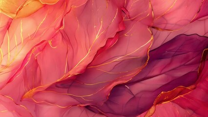 Poster - Detailed close up of a pink and yellow leaf, suitable for nature themes.