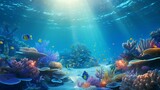 Fototapeta Do akwarium - Coral reef underwater. Fish under the sea