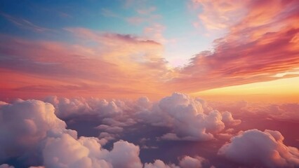 Aufkleber - A beautiful sunset scene with the sun setting over the clouds. Ideal for travel and nature concepts.