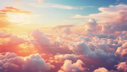 Poster - A scenic view of the sky and clouds from an airplane. Perfect for travel and aviation concepts.