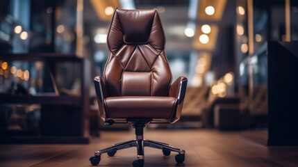 Wall Mural - office brown chair on stylish office background