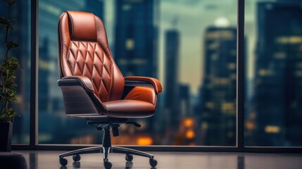 Wall Mural - office brown chair on stylish office background