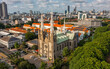 Aerial view of Jakarta Cathedral. It is located in Central Jakarta near Merdeka Square