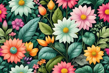 Floral and botanical textile pattern design ai generated