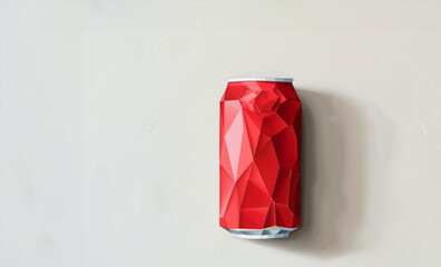 Poster - paper art-style illustration of a soda can against a white background. The soda can is depicted with intricate paper-cut details. The white background, vivid colors. for various projects, adv, posters