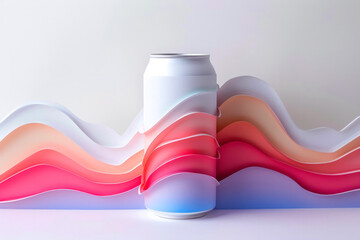 Poster - paper art-style illustration of a soda can against a white background. The soda can is depicted with intricate paper-cut details. The white background, vivid colors. for various projects, adv, posters