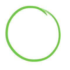 Green circle, pen draw. Highlight hand drawing circle isolated on background. Handwritten green circle. For marking text, numbers, marker pen, pencil, logo and text check, vector illustration