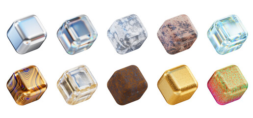 Fototapete - Element Object marble geometry collection isolated background 3d rendering