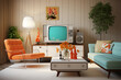 © Kokhanchikov - Retro living room interior with tv