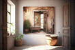 Contemporary Bathroom with Artistic Wall Mural