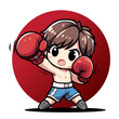 cute boxing boy cartoon chibi street art vector
