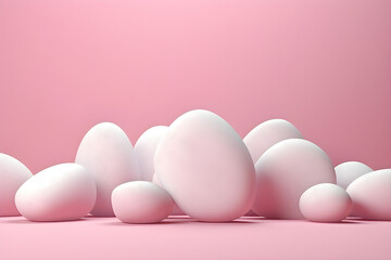 Poster - 3d illustration of a    white  stones  on a  pink  background. Digital metaball background,  generated by AI. 3D illustration