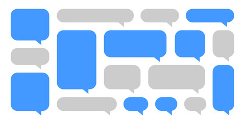 Chat speech blue bubble set. Chat messenger. SMS text frame. Vector illustration
