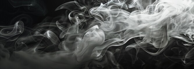 Poster - Monochromatic photo capturing billowing smoke rising upwards in a stylized artistic presentation.