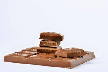 Close Up Chocolate Bar Isolated White Background 2