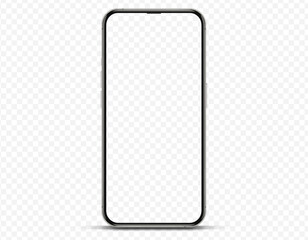 Aufkleber - 3D realistic high quality smartphone mockup with isolated background. Smart phone mockup collection. Device front view. 3D mobile phone with shadow on white background.