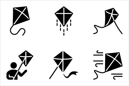 Kite line icon set, outline vector sign, linear style pictogram vector illustration on white background.