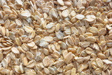 Fototapeta  - Close up photo of rye flakes, selective focus, food background.