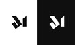 Letter JM, MJ minimal flat Logo design, fully Editable as Vector Format in Black and White Color palette.