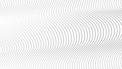 Wall Mural - Abstract halftone flowing wavy gradient dots shape isolated on transparent background. Technology abstract lines on white background. Undulate Grey Wave Swirl, frequency sound wave, twisted curve line