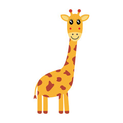  Cute funny giraffe cartoon character image illustration vector isolated on white background