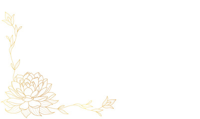 Wall Mural - Golden lotus flower line art style vector illustration. vesak day with transparent background
