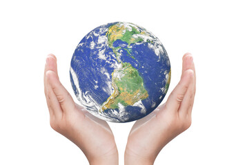 Wall Mural - globe, earth in child hand isolated on transparent background. elements of this image furnished by n