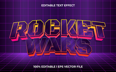 Canvas Print - rocket wars logo style editable vector text effect