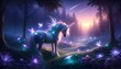 © Maksim - Enchanted glowing unicorn in a mystical forest at twilight with magical flora