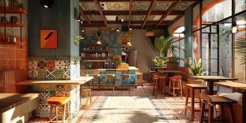 Wall Mural - Modern mexican restaurant interior 