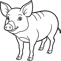 Pig, swine, boar, piglet, piggy, animal, pet, vector, illustration, draw, cartoon, pretty, cute