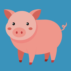 Pig, swine, boar, piglet, piggy, animal, pet, vector, illustration, draw, cartoon, pretty, cute